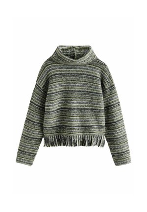 FRINGE SPACEDYE HIGH ROLL NECK - Pullover - green khaki