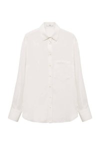 Witte langekuildhem met een gladde stof. Beschikt over een klassieke kraag, knoopsluiting aan de voorkant, een enkele borstzak en knoopmanchetten.