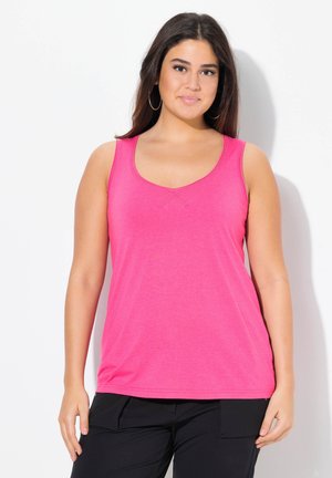 Top de tirantes sin mangas rosa con un escote en forma de barco y sutile detalles de costura. Tela ligera y suave con un corte relajado.