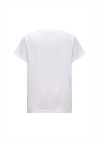 T-shirt bianca in cotone con colletto rotondo, maniche corte e orlo dritto. Tocco morbido con nessun logo o motivo visibile.