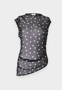 Draped Mesh Top - Tops - black