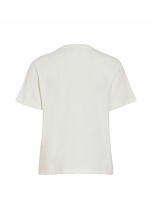 Effen witte katoenen T-shirt met korte mouwen, vanachter gezien met een ronde hals en normale pasvorm.