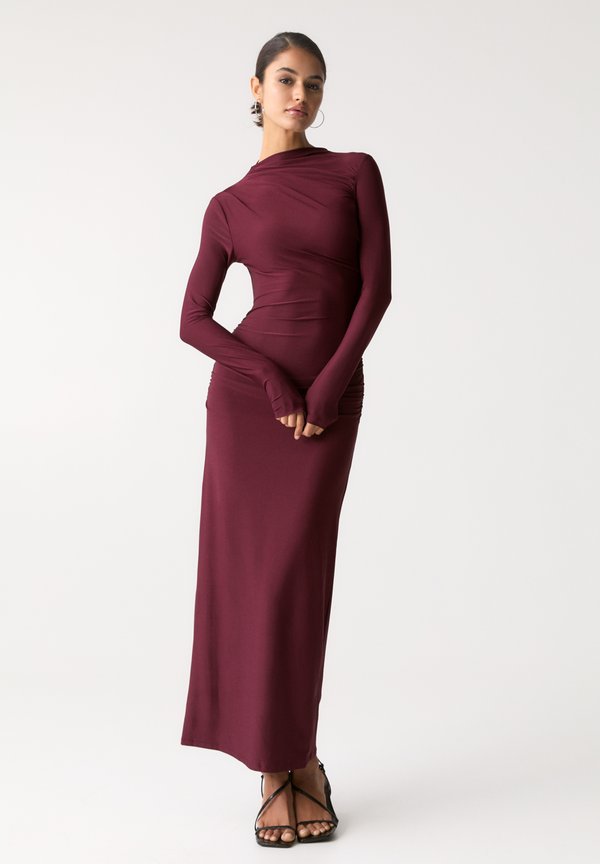 GATHERED - MIDI - Maxikleid - bordeaux