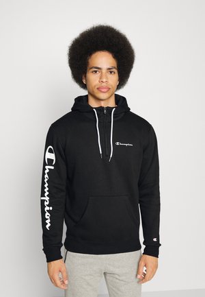 HOODED HALF ZIP - Sweat à capuche - black