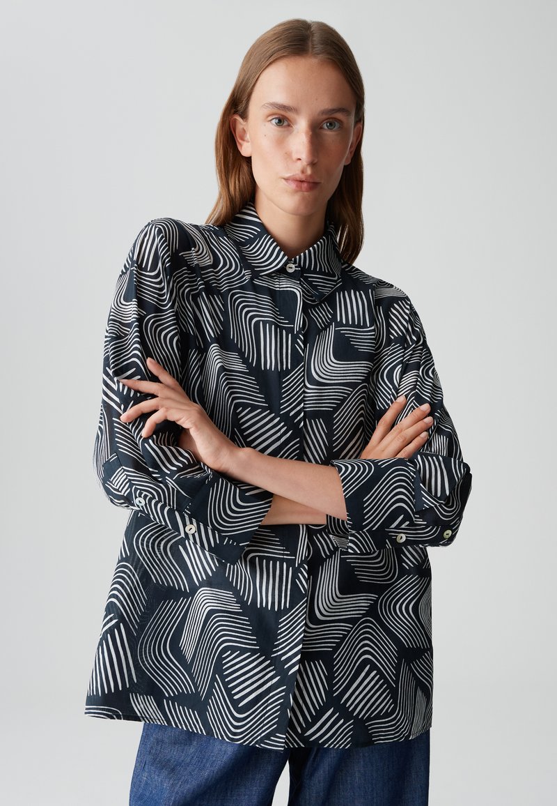 OPUS RELAXED FIT PRINT - Hemdbluse - coal blue