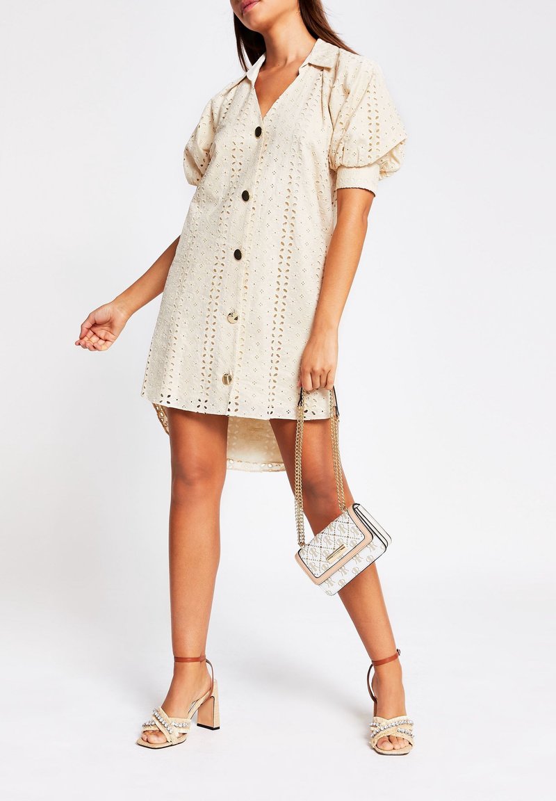 river island shirt dress Black Cotton Blend Mini Shirt Dress
