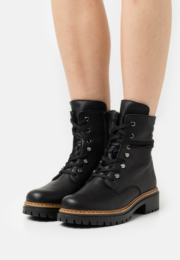 Schnürstiefelette - schwarz