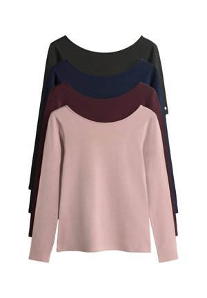 REGULAR FIT - 4 PACK SCOOP BACK  - Långärmad tröja - navy blue chocolate brown dark red mid pink