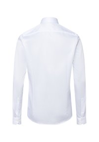 Camicia bianca a maniche lunghe, colletto a bottoni, tessuto morbido e design attillato con polsini arrotondati e dettagli con bottoni.