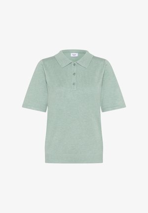 Világoszöld, rövid ujjú pólóing, amely puha kötött anyagból készült. Klasszikus gallérral, három gombos felső részes záródással és bordás szegéllyel rendelkezik.