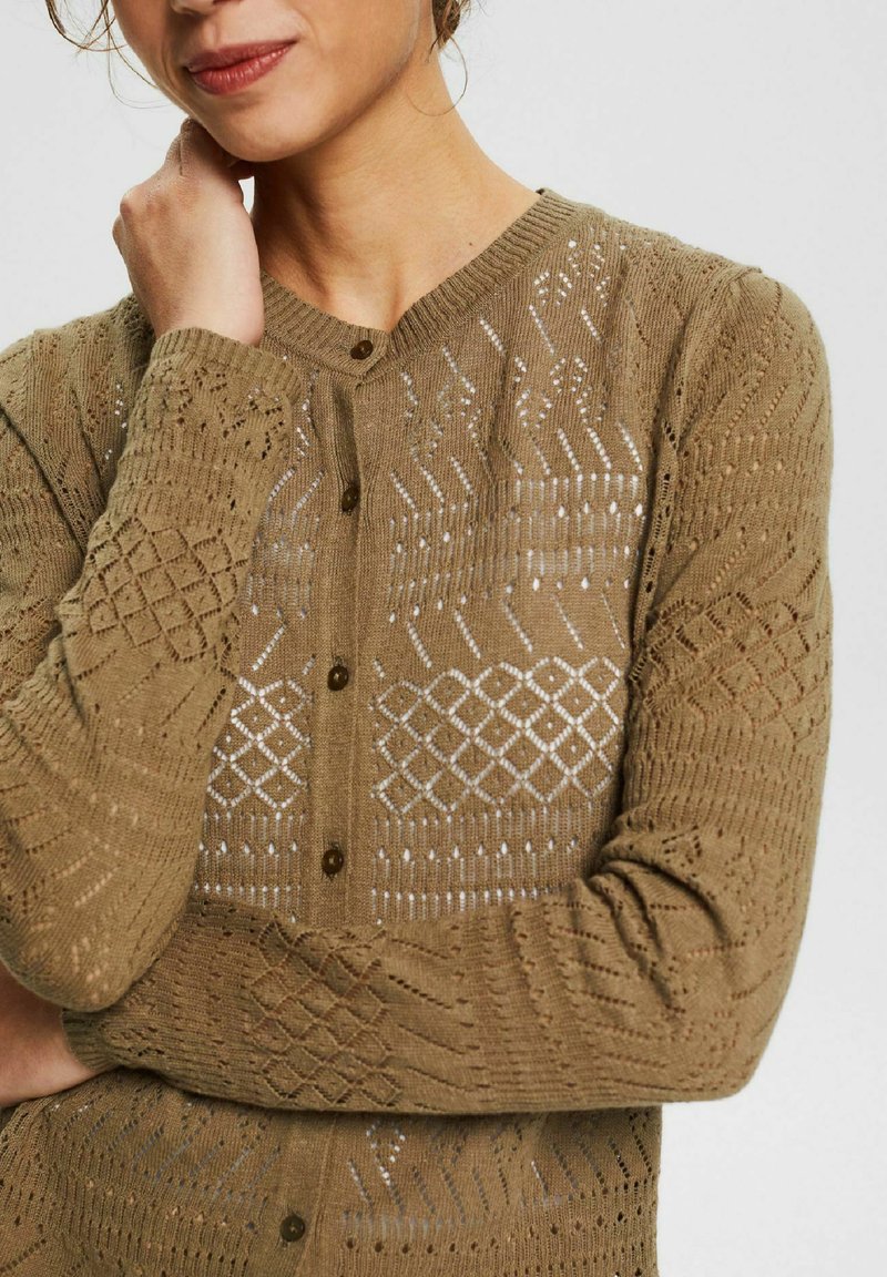 Damen Strickjacken | Esprit Collection Strickjacke khaki green/grün-meliert - IK53058 Damen Strickjacken | Esprit Collection Strickjacke khaki green/grün-meliert - IK53058