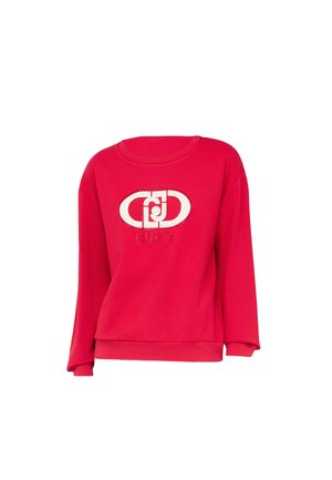 Felpa rossa con maniche lunghe, colletto a giro e logo tonale con strass sulla parte anteriore. Tessuto morbido e accogliente con una vestibilità comoda.