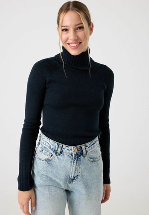 BÁSICO DE CUELLO ALTO - Jersey de punto - azul