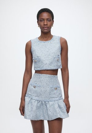 ELINA BOUCLE CROPPED TOP - Blouse - blue boucle