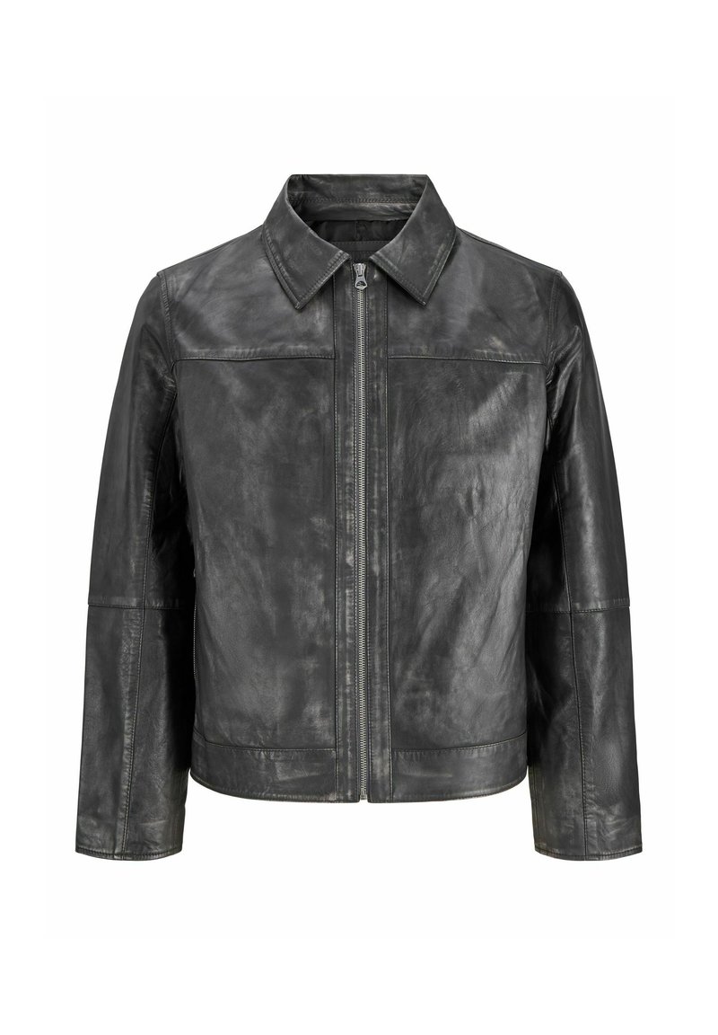 Jack & Jones Leather Leather - Leather jacket - anthracite