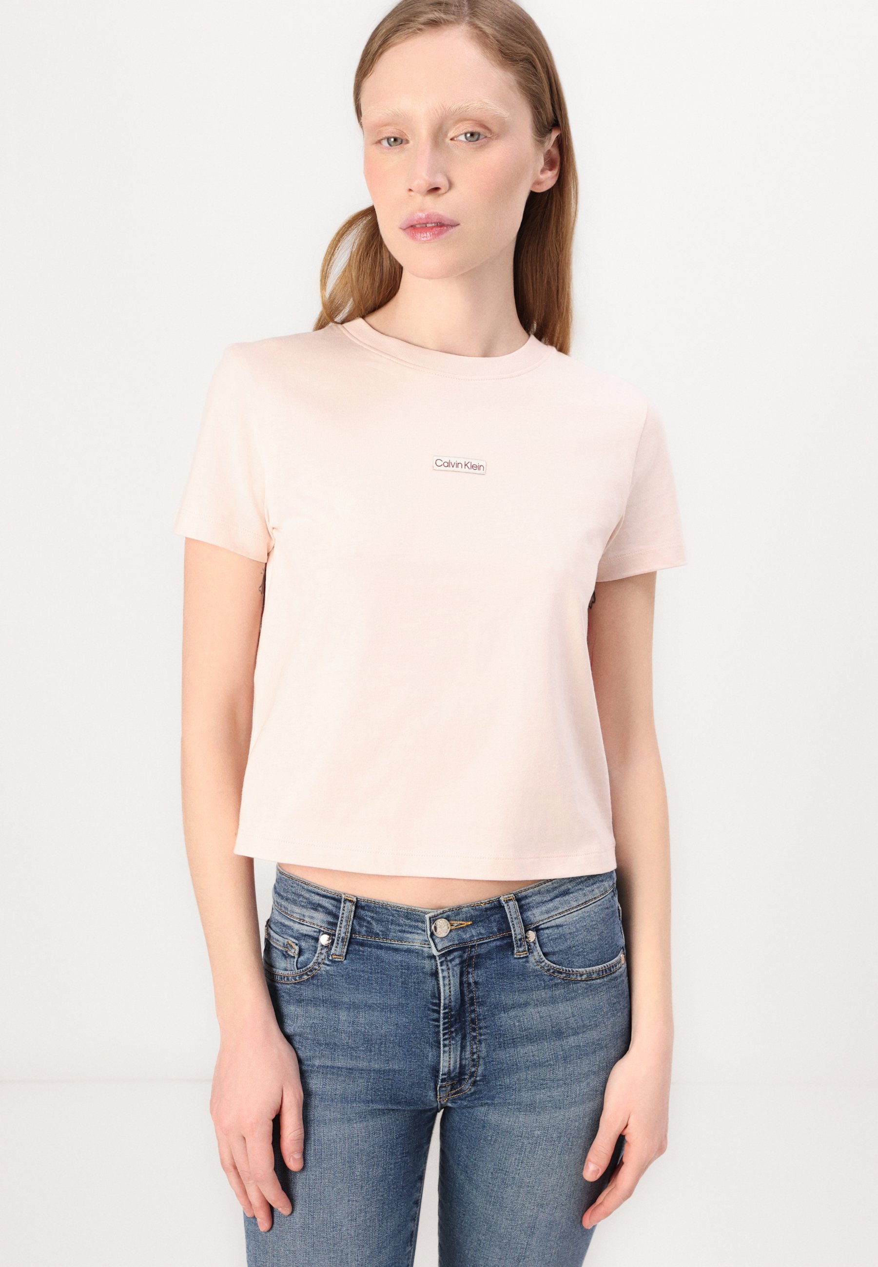 売れ筋商品|||カルバンクライン Tシャツ レディース トップス PLACED INSTITUTIONAL BABY TEE - Basic T-shirt - silver peony T-Shirt Placed Institutional Baby Tee J20J225524 TGE silver