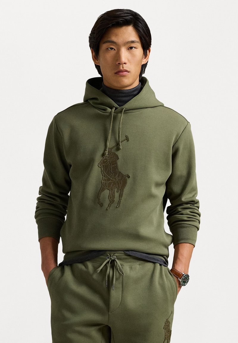 Polo Ralph Lauren - LEATHER-PONY DOUBLE-KNIT HOODIE - Sweatshirt - thermal green, Agrandir