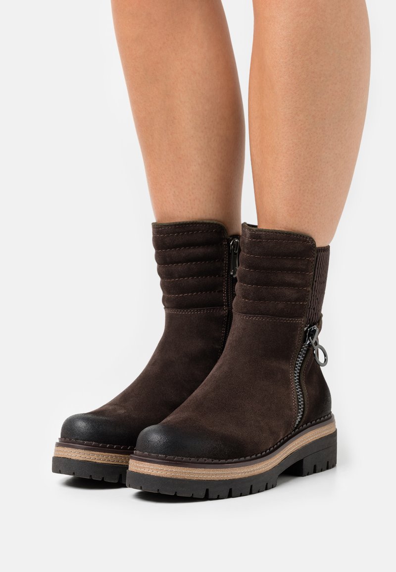 Marco Tozzi Platform ankle boots - mocca