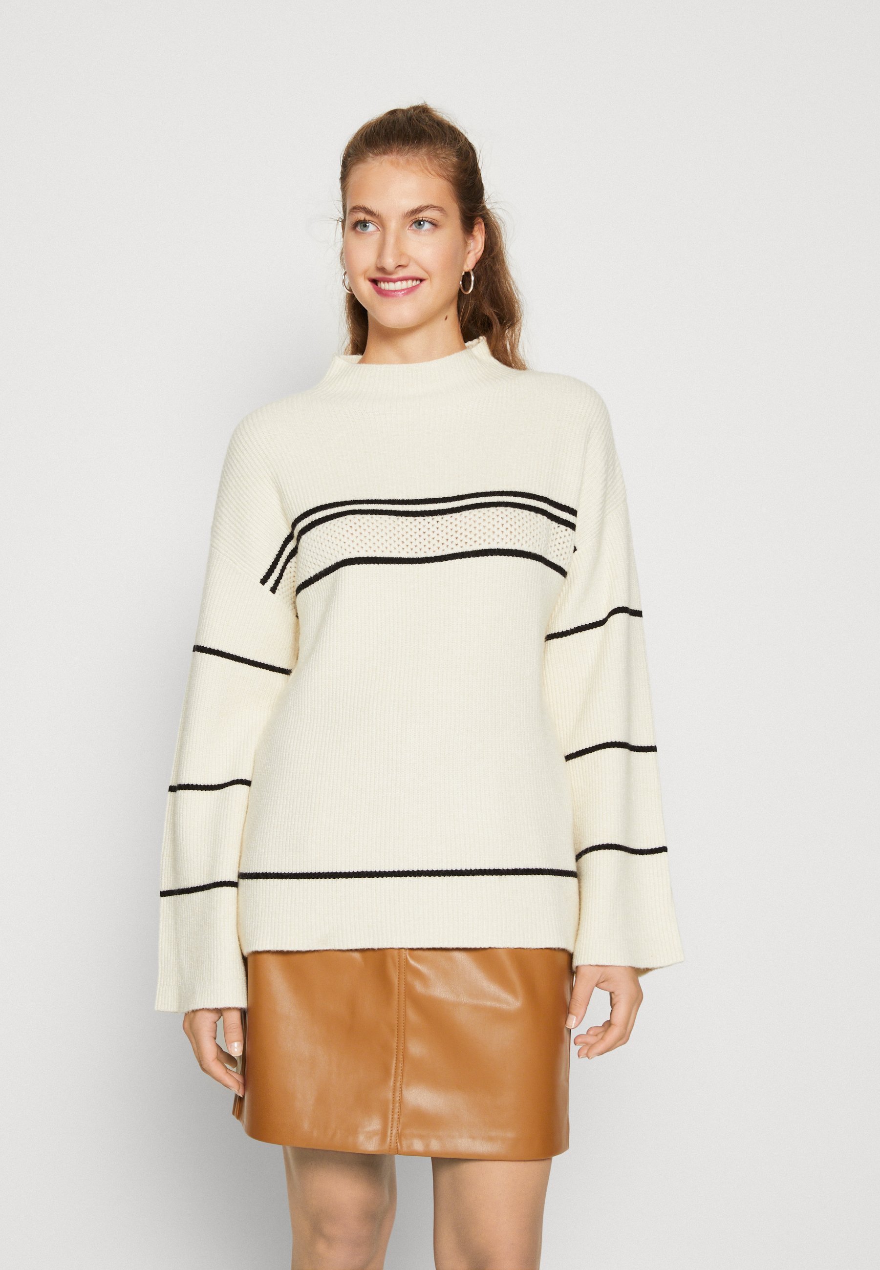 Vila Juli Maglione Donna - Girocollo A Maglia, Maniche Lunghe, Colore Unico