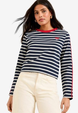 Love & Roses Langarmshirt - white and navy embroidered stripe