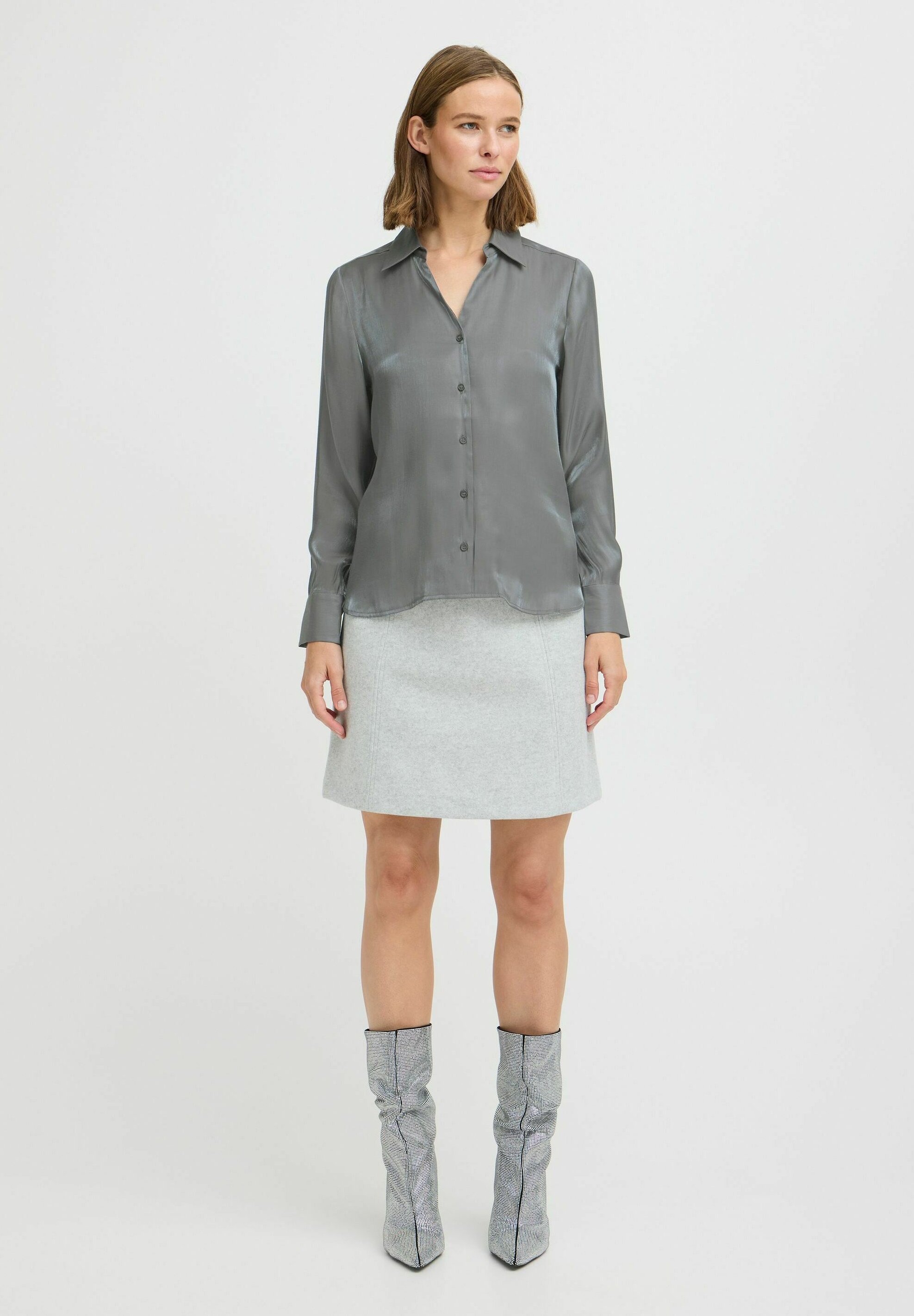 BYFILIE Women's Button-down Blouse in Quiet Shade Mix