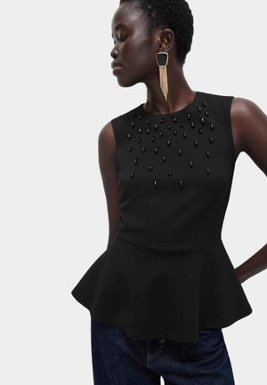 EMBELLISHED FITTED PEPLUM  - Top - black
