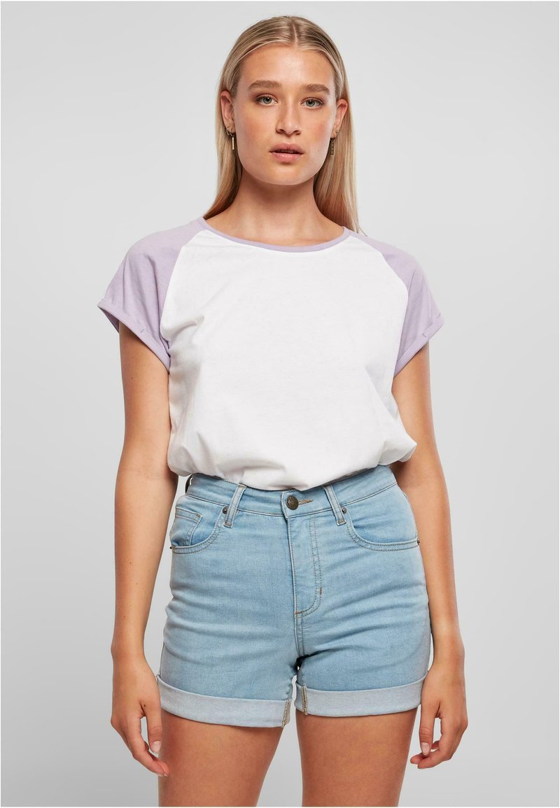 Urban Classics CONTRAST RAGLAN - Trükipildiga T-särk - white lilac