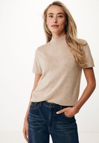Mexx SHORT SLEEVE WITH TURTLE NECK - Jednoduché tričko - beige