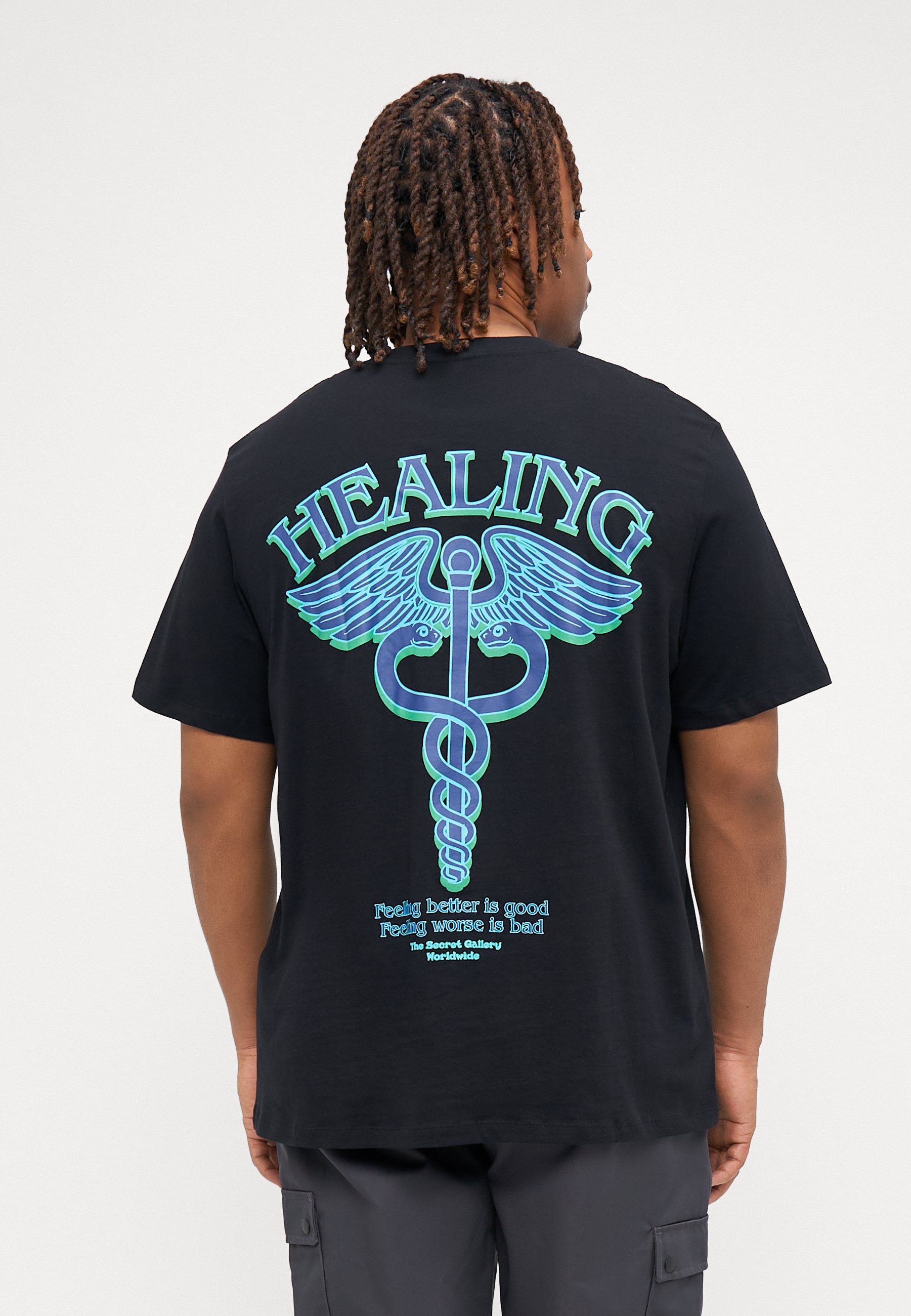 Jack & Jones JORORACLE TEE CREW NECK - Camiseta Estampada - Black/negro