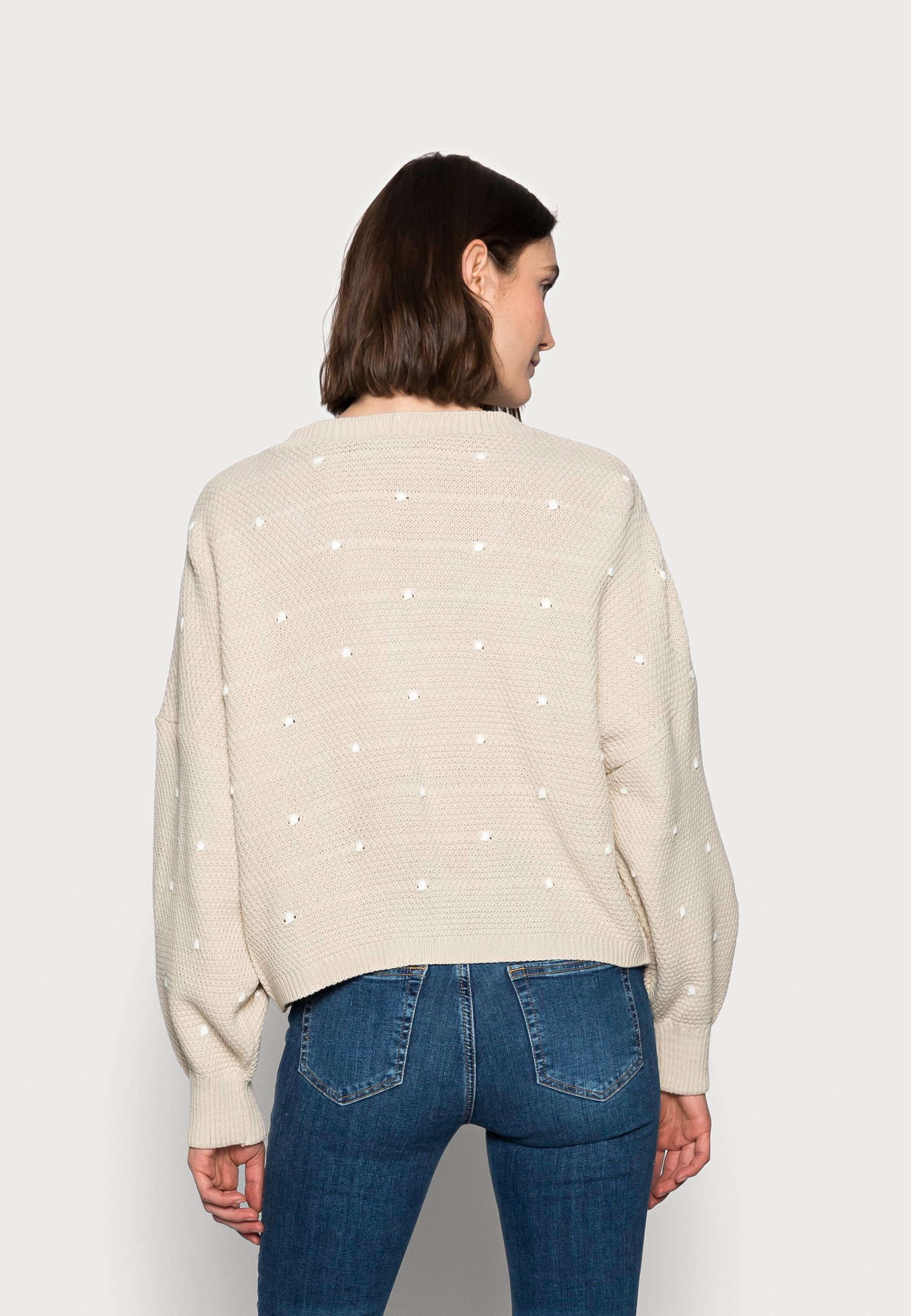 stone polka dot balloon sleeve cardigan
