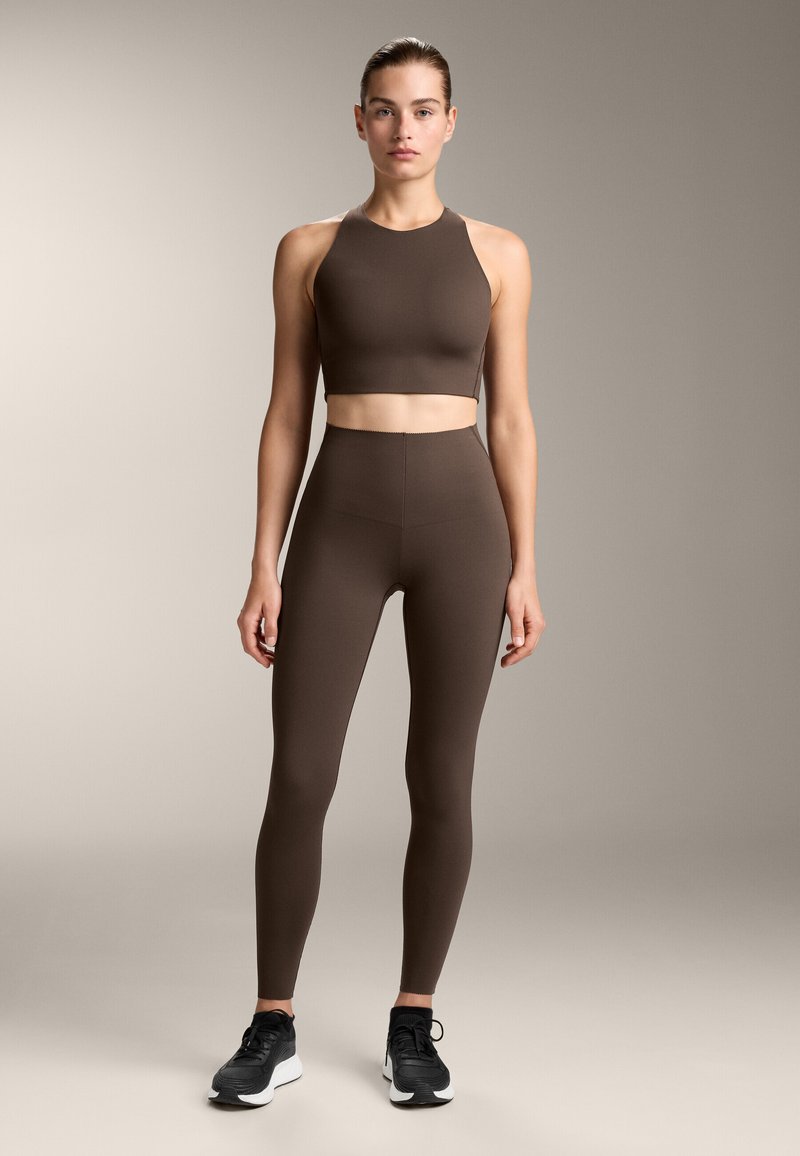Stretch Is Comfort Stretchy Girl's Cotton Leggings Brown X-Small