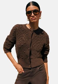 REGULAR FIT - BOBBLE STITCH - Cardigan - brown