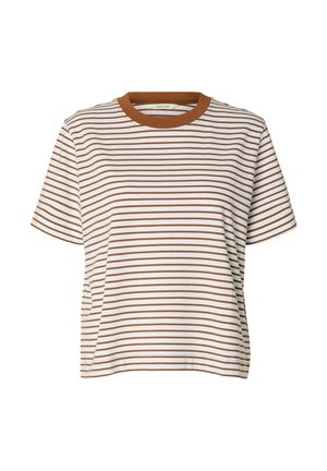 Selected, SLWESSENTIAL - T-shirt imprimé - toffee