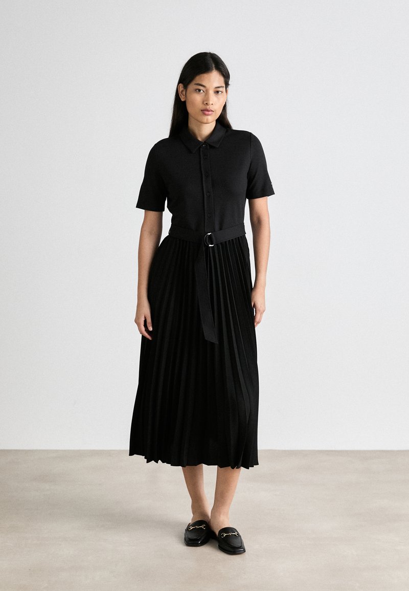 Tommy Hilfiger MIX PLEATED DRESS - Tričkové šaty - black