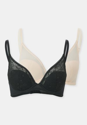 ALMA 2 PACK - Merevítős melltartó - black/beige