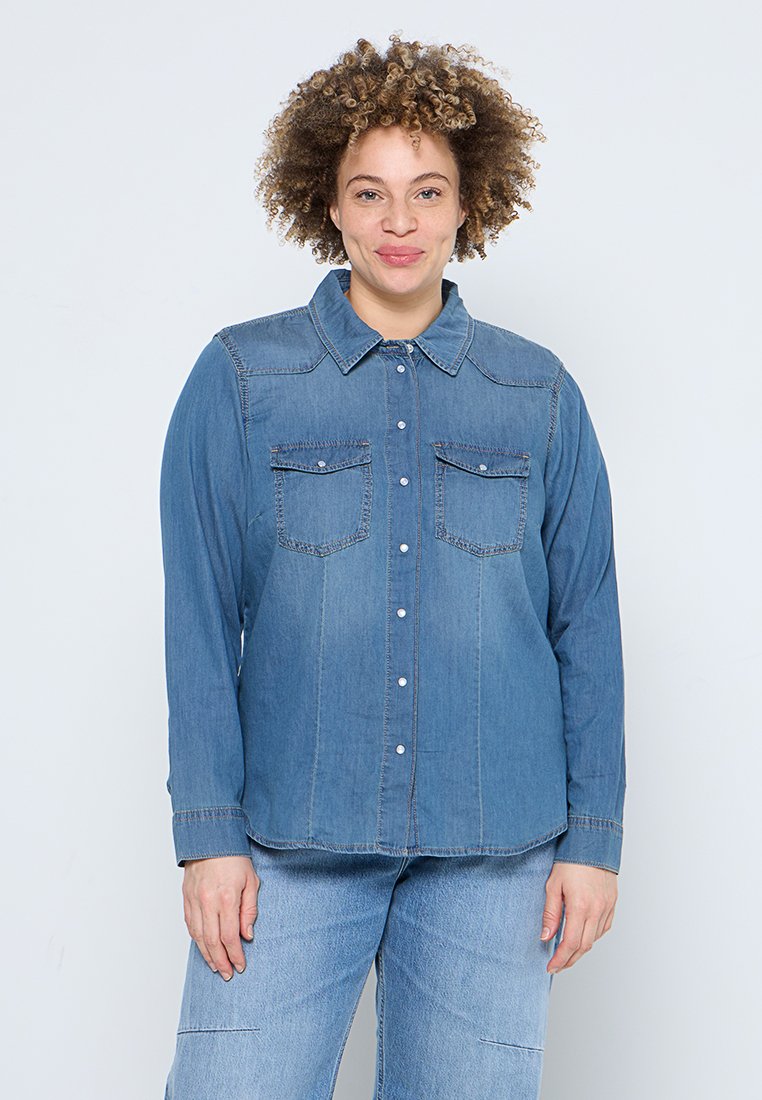 ONLY Carmakoma Overhemdblouse blauw