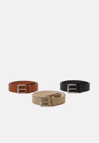 Zign - 3 PACK UNISEX - Vyö - black/cognac/beige Pienoiskuva 1