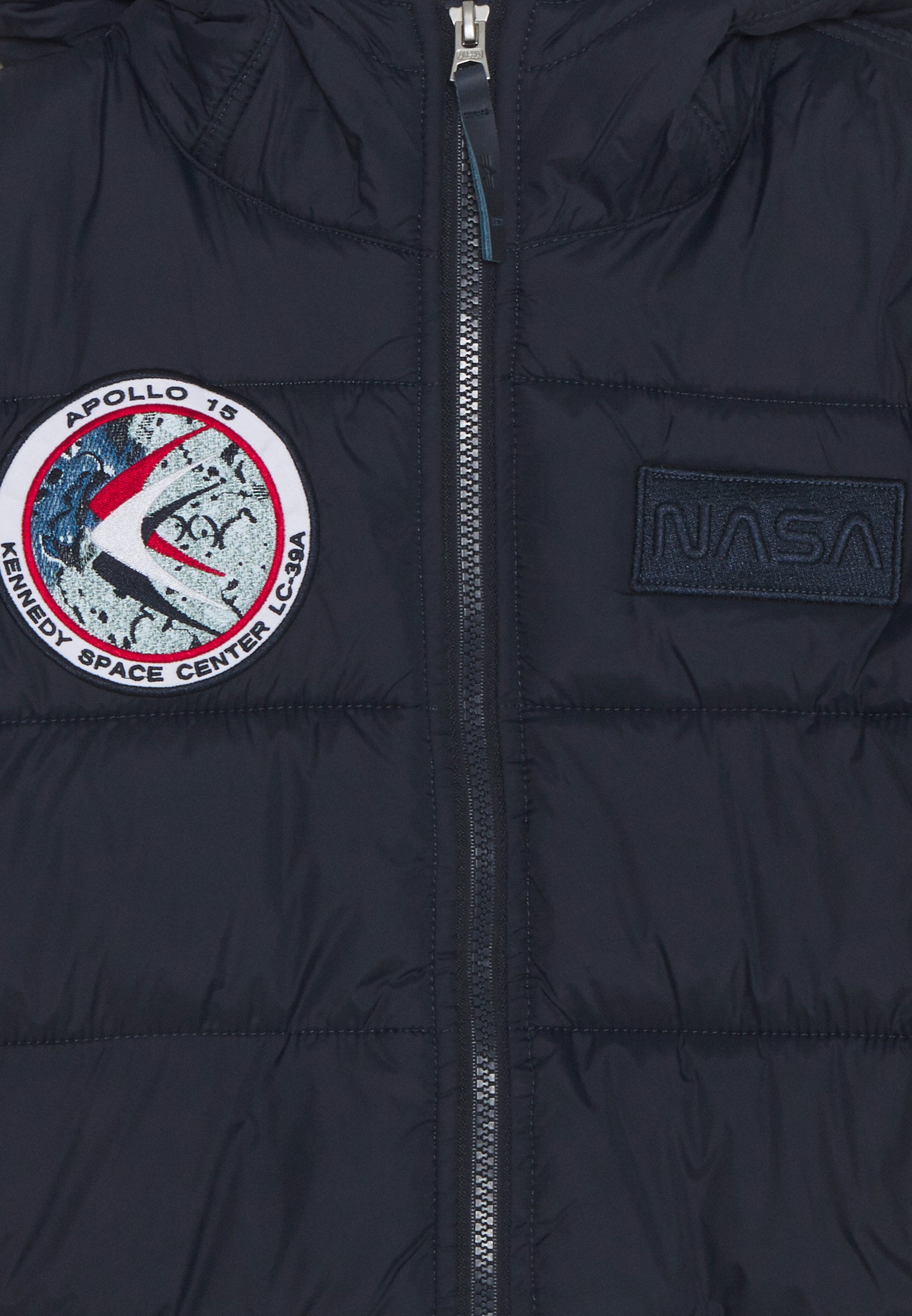 Alpha Industries HOODED PUFFER NASA KIDS Lett jakke blue Alpha Industries HOODED PUFFER NASA KIDS Lett jakke blue