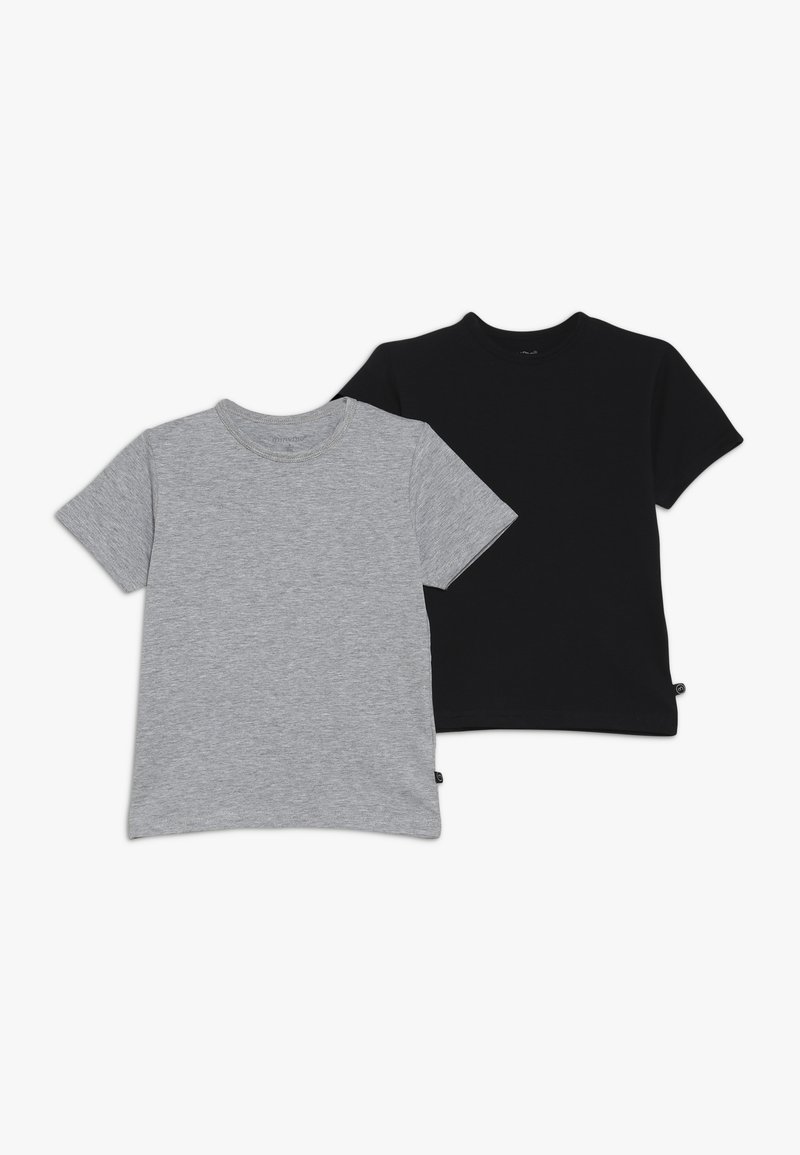 Minymo MIBASIC 2 PACK - T-Shirt print - anthacite/black
