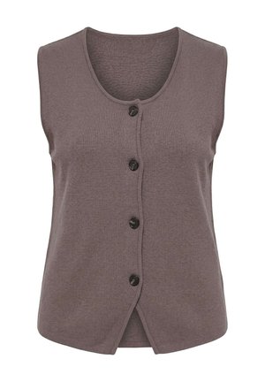 Ulla Popken, DECORATIVE BUTTON SWEATER VEST - Vest - dark taupe