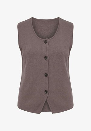 Ulla Popken, DECORATIVE BUTTON SWEATER VEST - Bodywarmer - dark taupe