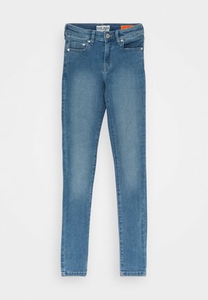 Super skinny jeans in lichtblauwe denim, met een klassiek ontwerp met vijf zakken, een knoopsluiting aan de voorkant en licht verweerde gedeelten.