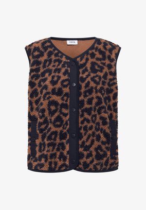 Cecil, TEDDY VEST WITH SOFTSHELL DETAILS AND LEOPARD PRINT - Veste sans manches - creamy mocha