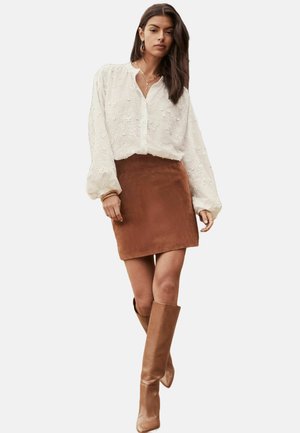 LONG SLEEVE GRANDAD COLLAR - Blúz - white