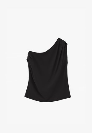 OXXO, OXXO PLEATED ASYMMETRIC T-SHIRT - Camiseta estampada - black
