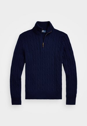 Polo Ralph Lauren CABLE-KNIT CASHMERE QUARTER-ZIP SWEATER - Džemperis - bright navy