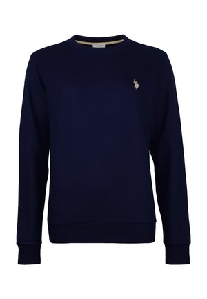 Marine crewneck sweatshirt vervaardigd uit zachte stof, met een klein geborduurd logo op de borst en ribbelboorden en -onderkant.