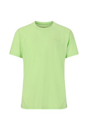 Ljusgrön t-shirt med kort ärm, tillverkad av fuktavvisande tyg. Har en rund halsringning och subtilt varumärke på framsidan.