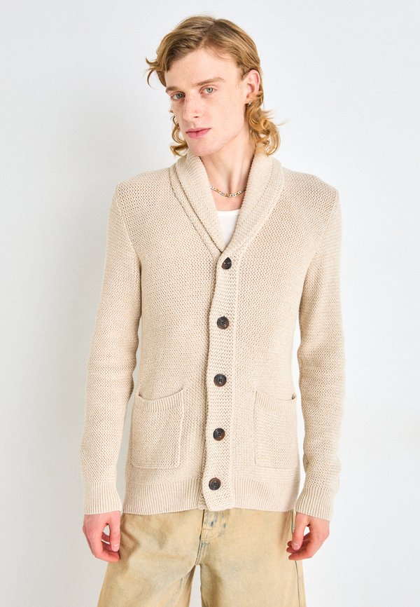 SLHRICHARD  SHAWL NECK - Cardigan - oatmeal