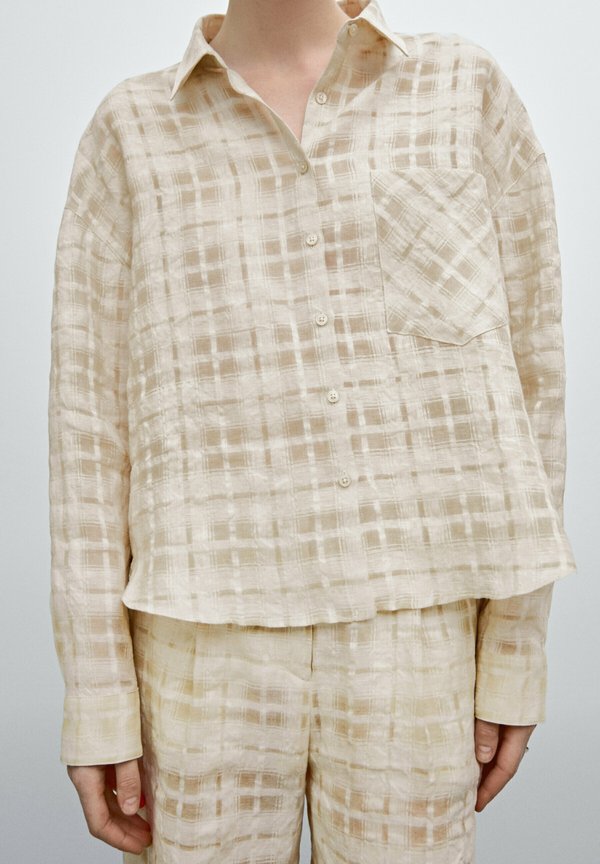FLOWING CHECK - Button-down blouse - beige